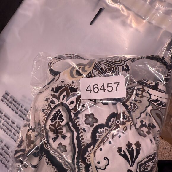 Lands' End Tankini Top Women 8 White Paisley V-Neck Push Up Sleeveless Nylon - Picture 5 of 5